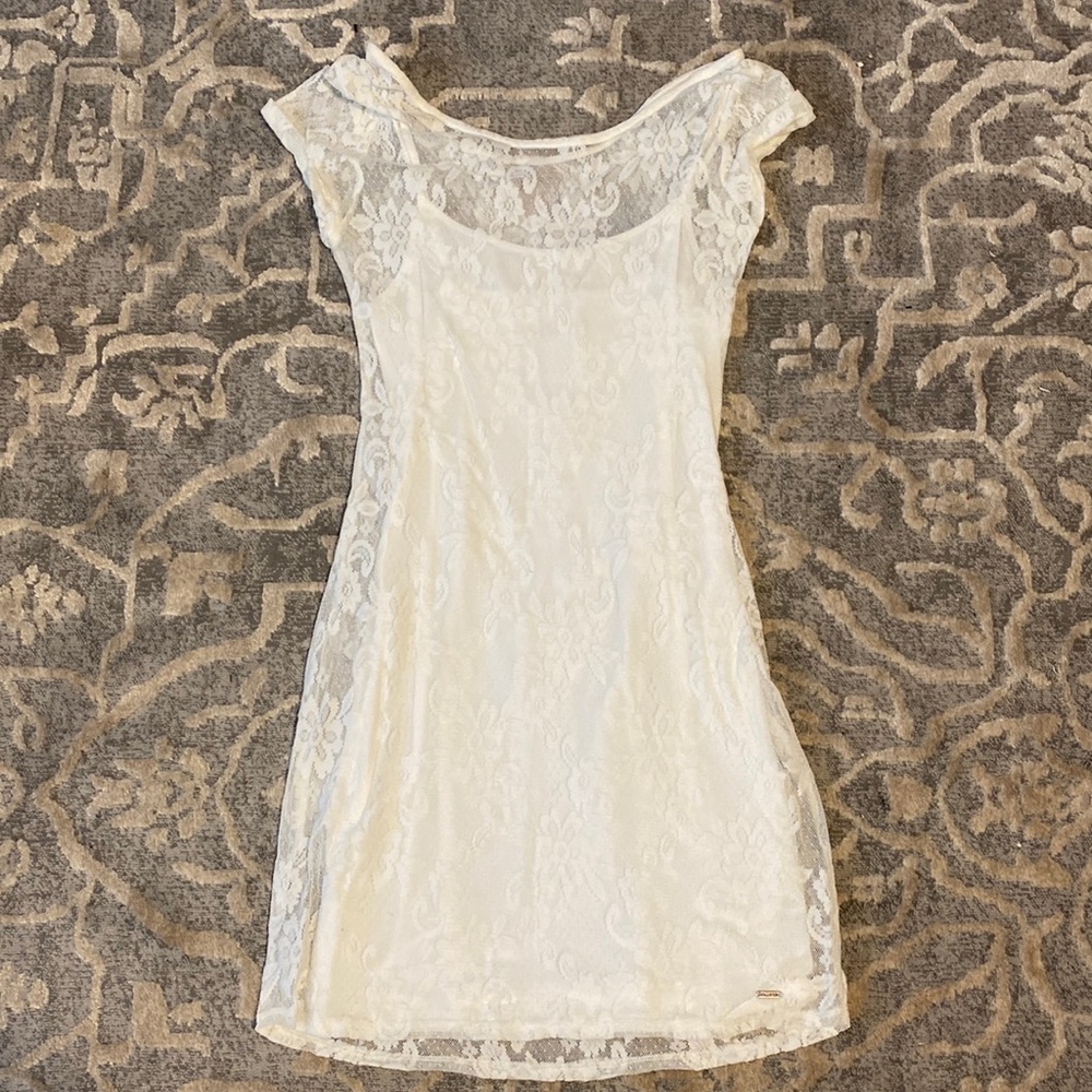 White lace lined mini dress - Hollister